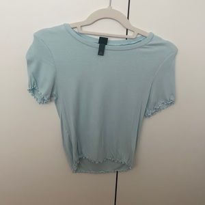 Light blue short sleeve crop top